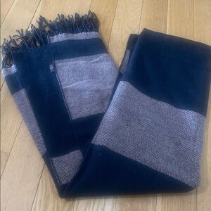 Vintage MIR Navy and White Striped Knit Scarf.100%wool.